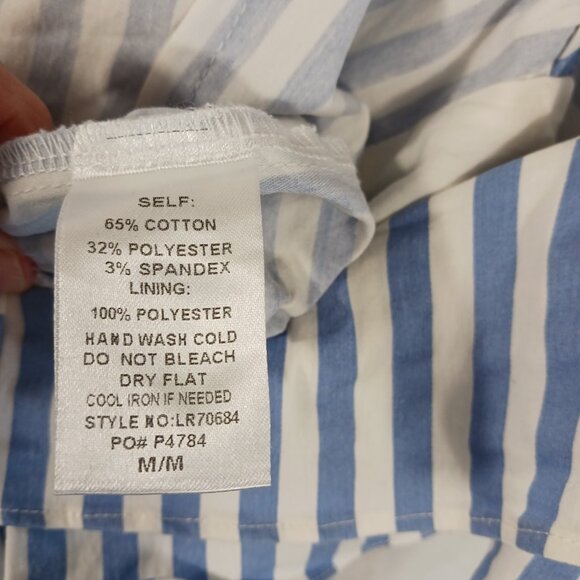 Main Strip, Blue & White Stripe, Off Shoulder Jumpsuit, Spaghetti Straps, Medium - Picture 14 of 14